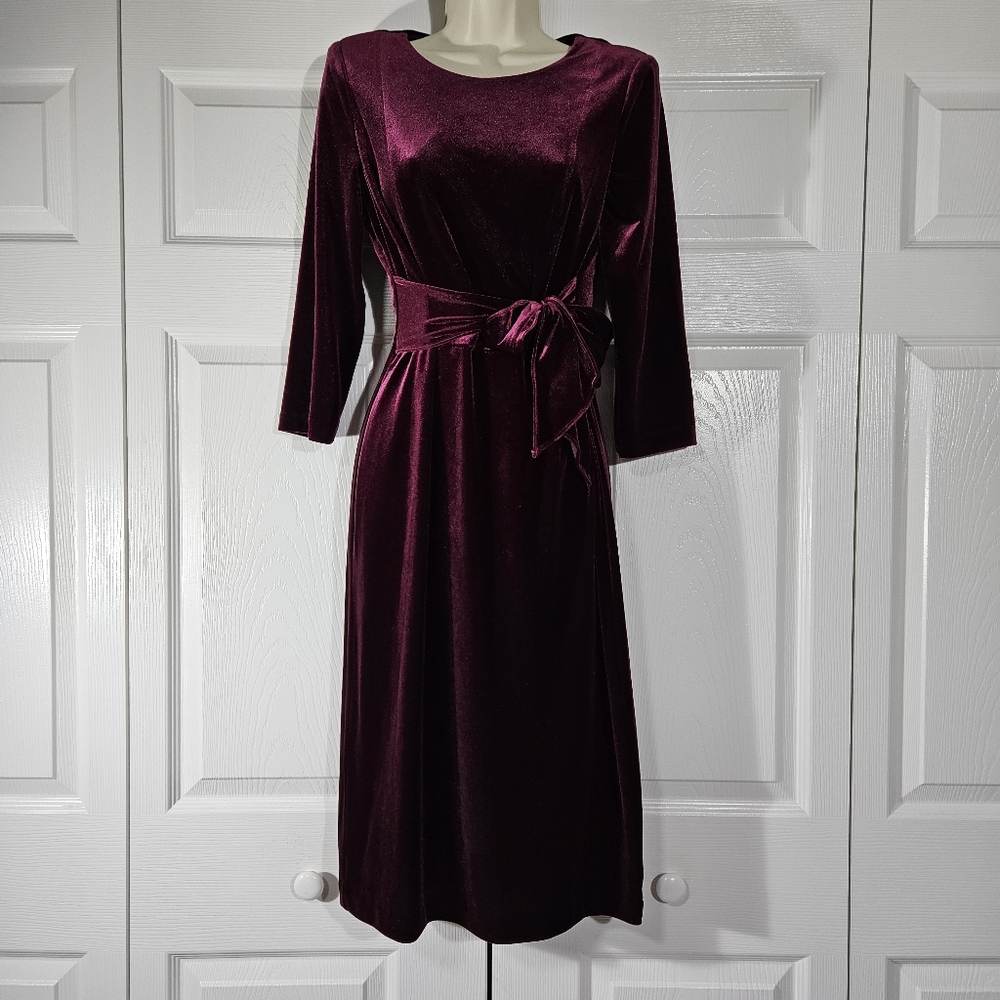 Adrianna Papell Red Sheath Dress with Cuffed 3/4 Sleeves
